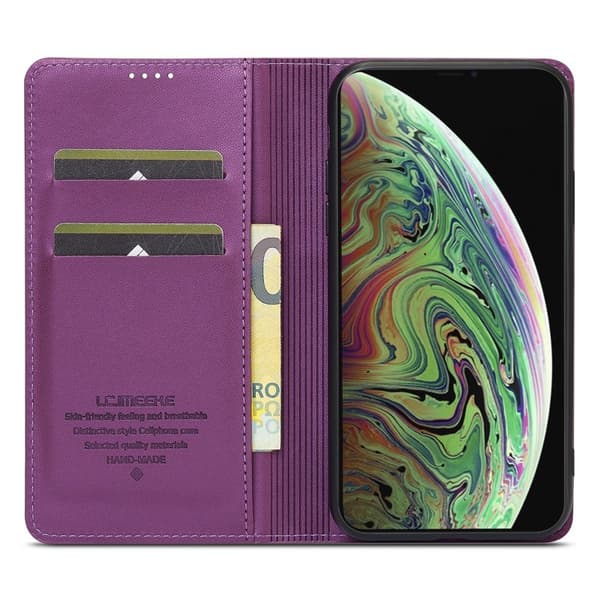 LC.IMEEKE L1 Series iPhone XS Max Plånboksfodral Konstläder - Lila
