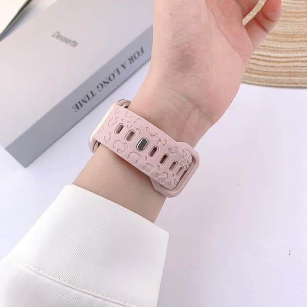 Apple Watch (42/44/45/46/49mm) Armband Leopard Texture - Rosa Rosa