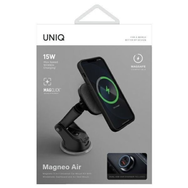 Uniq MagSafe autolaturi ja autoteline - Gunmetal harmaa