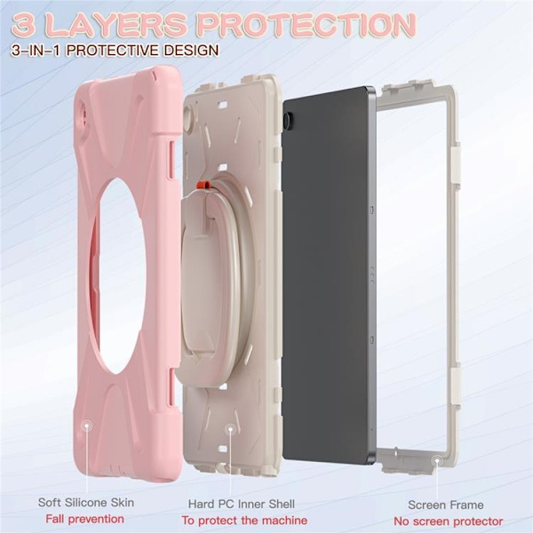 Mobilskal till Galaxy Tab A9 Plus Kickstand Handle Grip - Rosa Rosa