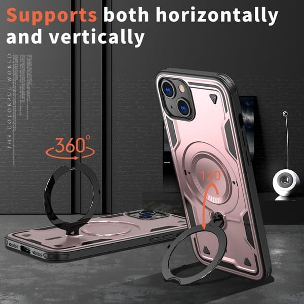 Mobilskal till iPhone 15 Plus Militärskydd Plast Kickstand - Roséguld