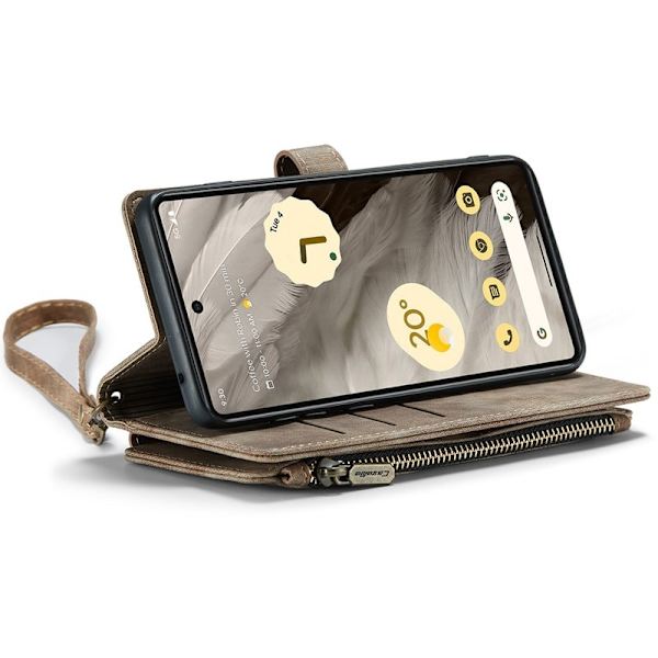 CASEME Konstläder Plånboksfodral till Google Pixel 7a med rem - Brun