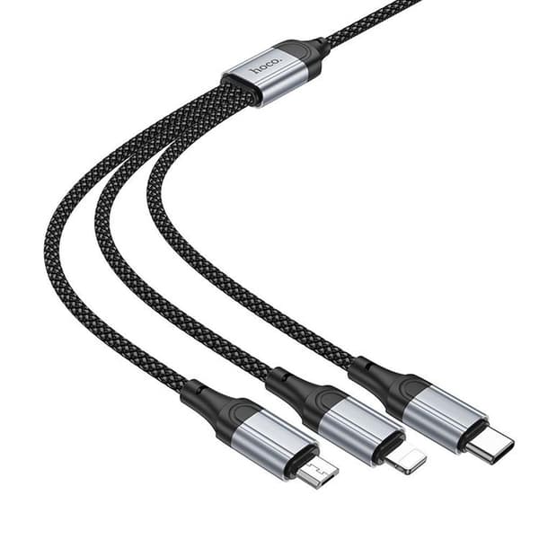 Hoco 3in1 USB-A till Lightning, USB-C, Micro-USB Kabel 2.4A 1m X102 - Svart Black