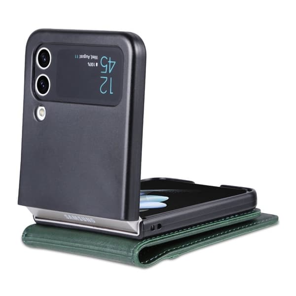 AZNS Samsung Galaxy Z Flip4 Plånboksfodral Konstläder - Grön