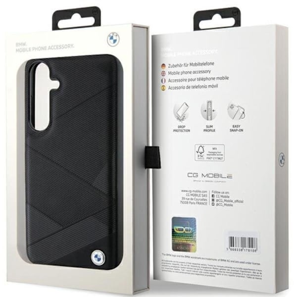 BMW Galaxy S24 Plus Mobilskal Signature Crossing Line Pattern Svart