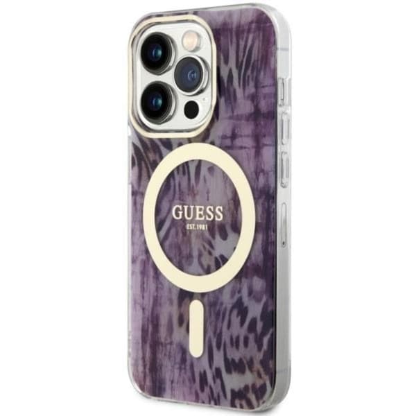 Guess iPhone 14 Pro Max Mobilskal MagSafe Leopard - Rosa Rosa