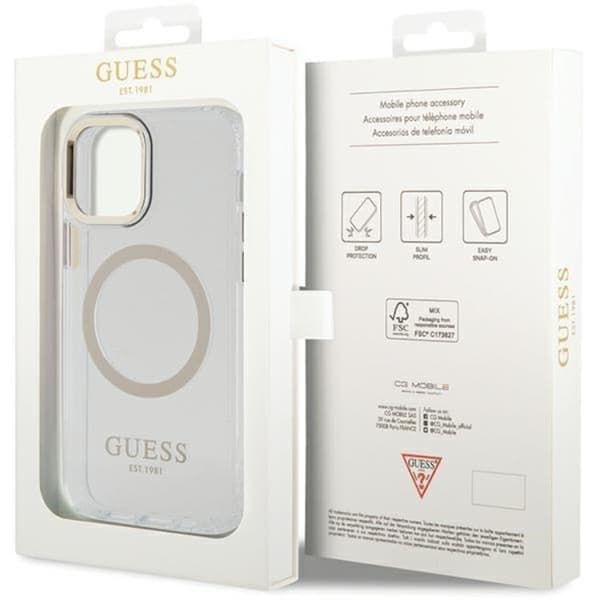 Guess iPhone 12 Pro/12 Mobilskal Magsafe Metall Outline - Guld Guld