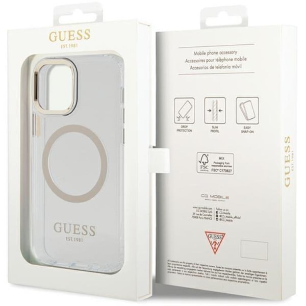 Guess Mobilskal till iPhone 12 Pro/12 Magsafe Metall Outline - Guld