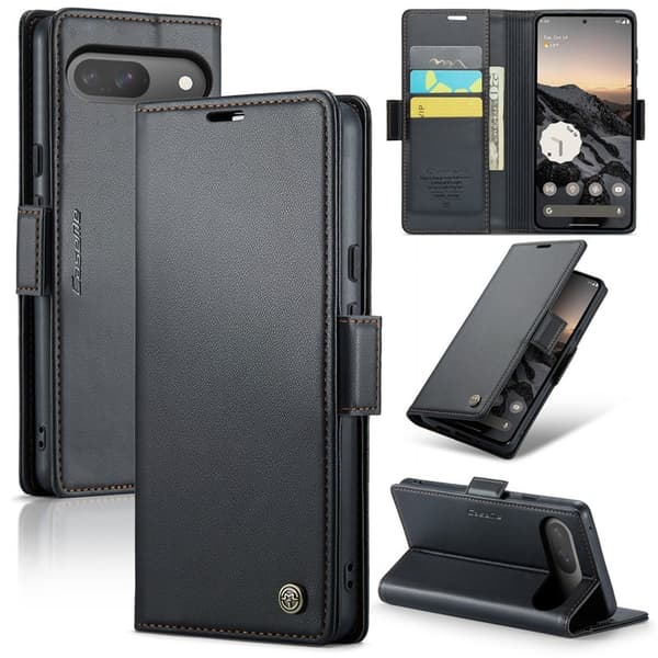 CASEME Plånboksfodral Konstläder för Google Pixel 10 Pro - Svart