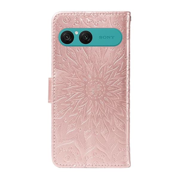 Sony Xperia 10 VII Konstläder Plånboksfodral Sunflower Imprinted - Roséguld Roséguld