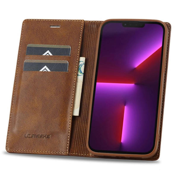 LC.IMEEKE iPhone 13 Pro Plånboksfodral Flip Konstläder - Brun