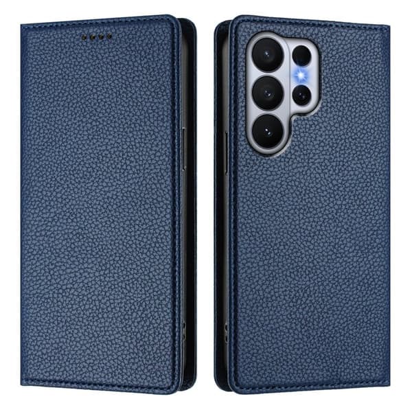 LITCHI Samsung Galaxy S26 Ultra Plånboksfodral Konstläder RFID Skydd - Blå