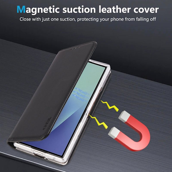 ABEEL Samsung Galaxy Z Fold7 5G Plånboksfodral RFID-Skydd Konstläder Svart