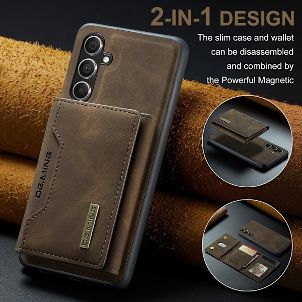 DG.MING Samsung Galaxy A55 5G Konstläder Plånboksfodral Brun