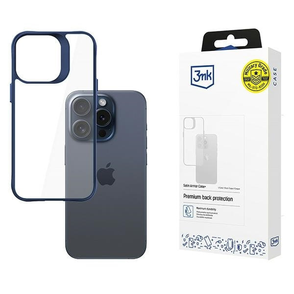 3MK Mobilskal till iPhone 15 Pro Max Satin Armor Plus - Blå