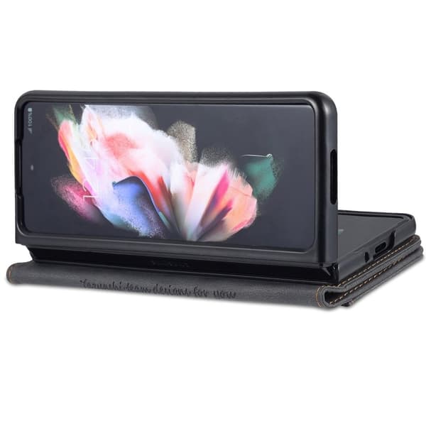 AZNS Samsung Galaxy Z Fold4 5G Plånboksfodral Konstläder - Svart