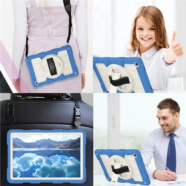 Mobilskal till Galaxy Tab A9 Plus Rotating Handrem Med Axelrem Blå