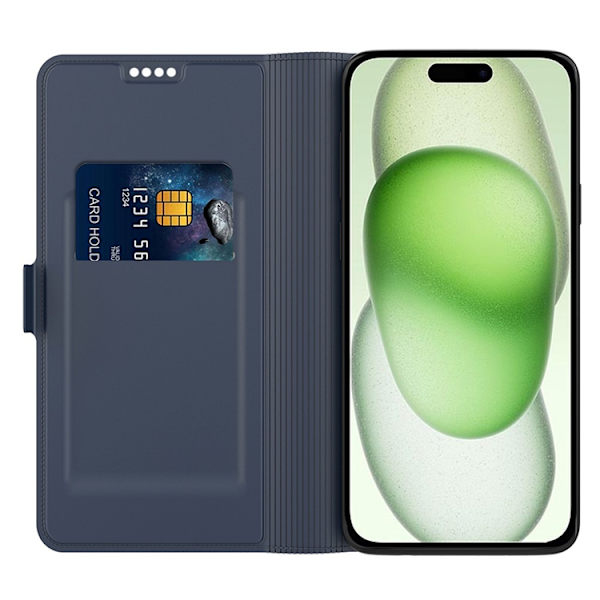 iPhone 16 Pro Plånboksfodral Shockproof - Blå Blå
