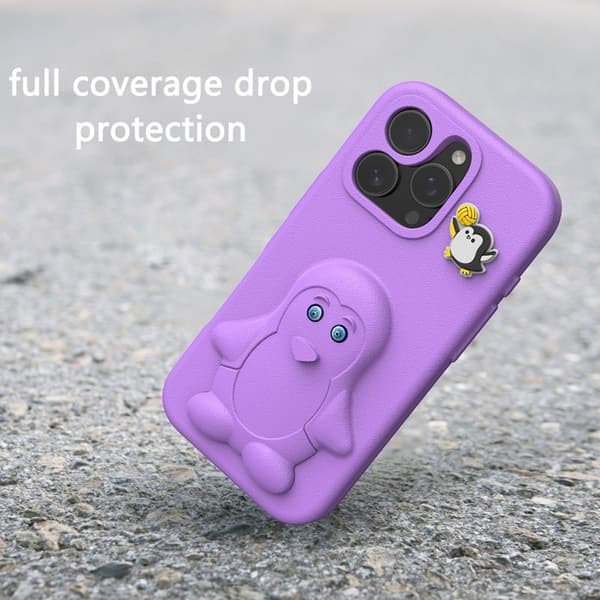 Penguin Mobilskal till iPhone 16 Pro Kickstand Stöttålig EVA - Lila