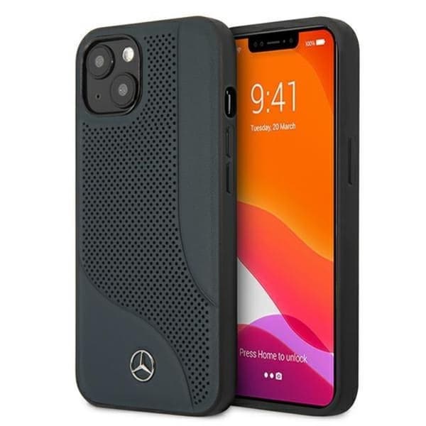 Mercedes iPhone 13 Mini -kotelo nahkaa - tummansininen Blå
