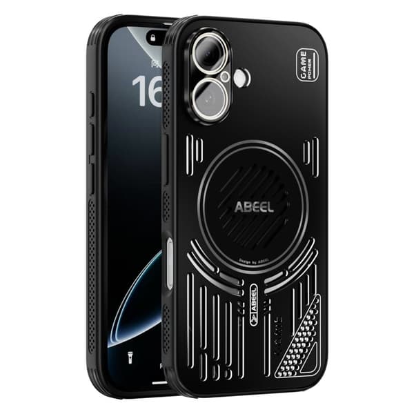 ABEEL Mobilskal till iPhone 16 Aluminium + PC + TPU Hål Svart