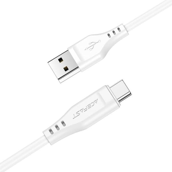 Acefast USB-A till USB-C -kaapeli 1,2 m - Valkoinen Vit