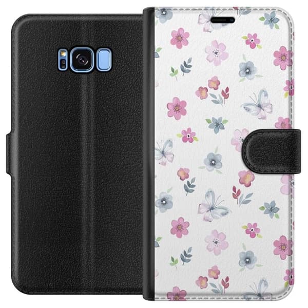 Pung etui til Samsung Galaxy S8 med Blomster og sommerfugle