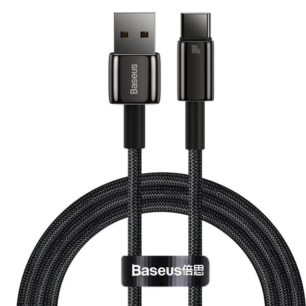 Baseus Tungsten USB-A til USB-C Kabel 100W 1m - Sort Black