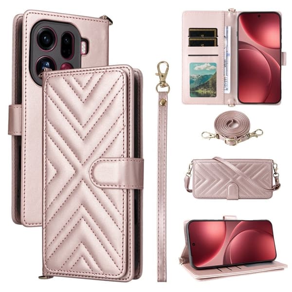 Oppo Find X9 Pro 5G Plånboksfodral Konstläder - Rosa