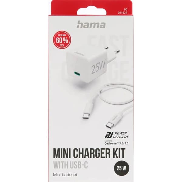 Hama Snabbladdare 25W USB-C Med USB-C 1.5m Kabel - Vit Vit