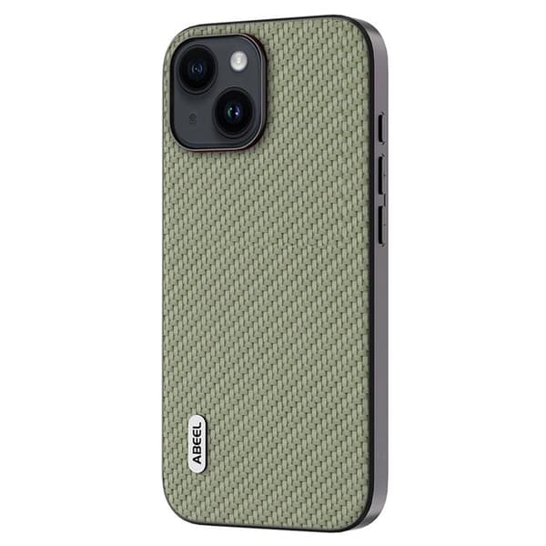 ABEEL Mobilskal till iPhone 14 Plus i Kolfiber PU Läder Grön
