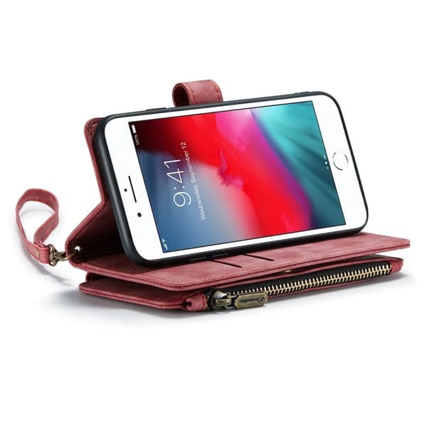 CASEME iPhone 6/7/8/SE (2020/2022) Konstläder Plånboksfodral Röd