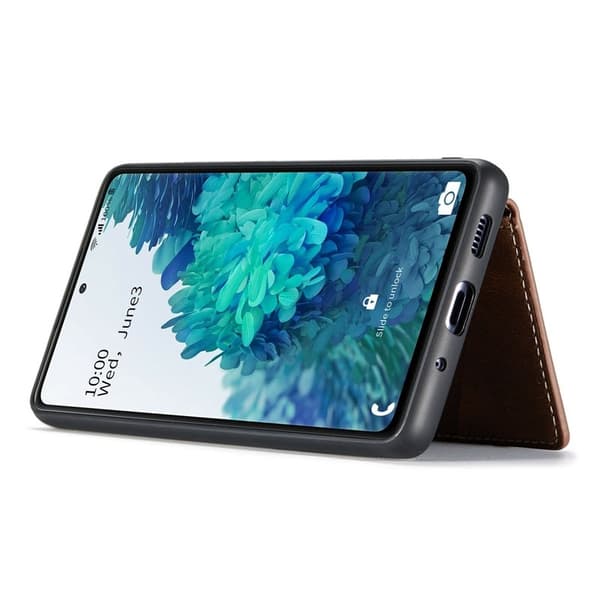 JEEHOOD Samsung Galaxy S20 FE Plånboksfodral 2-i-1 Konstläder Brun