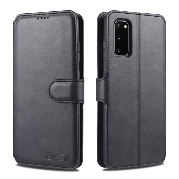 AZNS Leather Stand Konstläder Plånboksfodral för Samsung Galaxy S20 FE - Svart