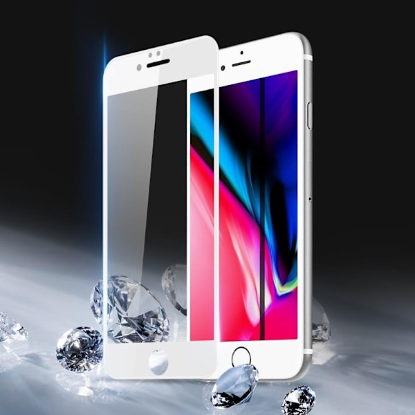 [1-PACK] Härdat Glas Skärmskydd iPhone 8 Plus / iPhone 7 Plus - Vit Vit