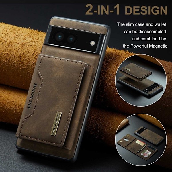 DG.MING Google Pixel 7 5G Konstläder Plånboksfodral Brun