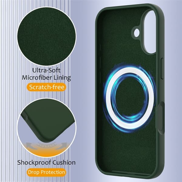 Mobilskal till iPhone 17 MagSafe Silikon Anti-Drop - Mörkgrön Grön