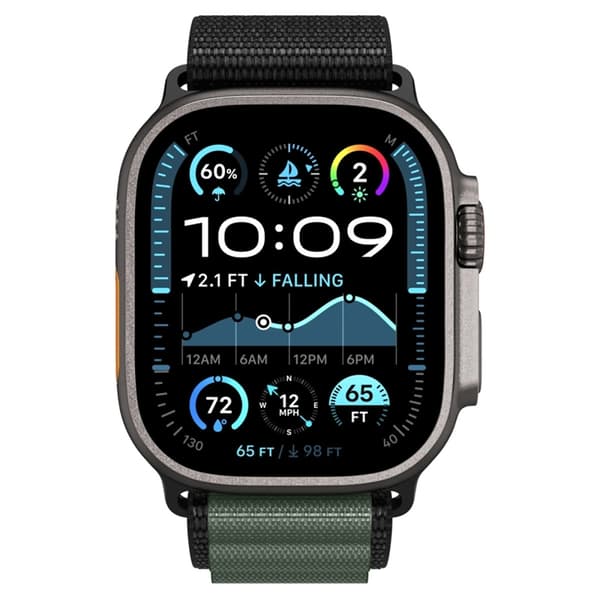 Spigen Apple Watch (44/45/46/49mm) Armbånd WBF1 - Sort/Grøn Svart