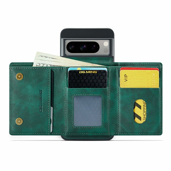 DG.MING M6 Series Konstläder Plånboksfodral för Google Pixel 8 Pro - Grön