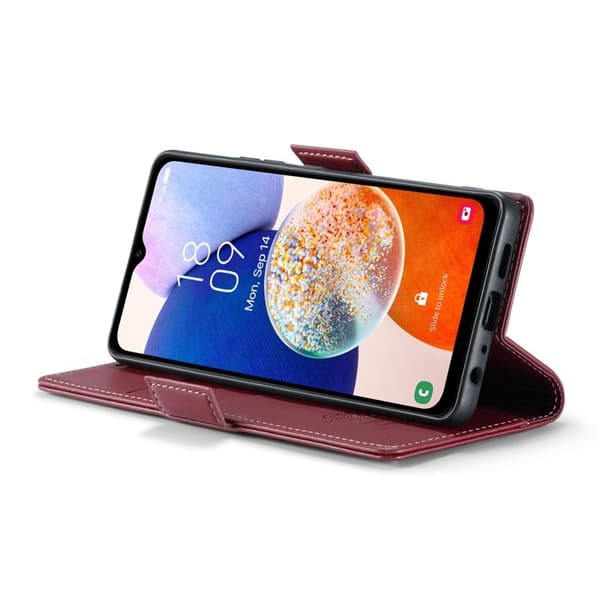 CASEME Plånboksfodral Konstläder för Samsung Galaxy A14 5G - Röd