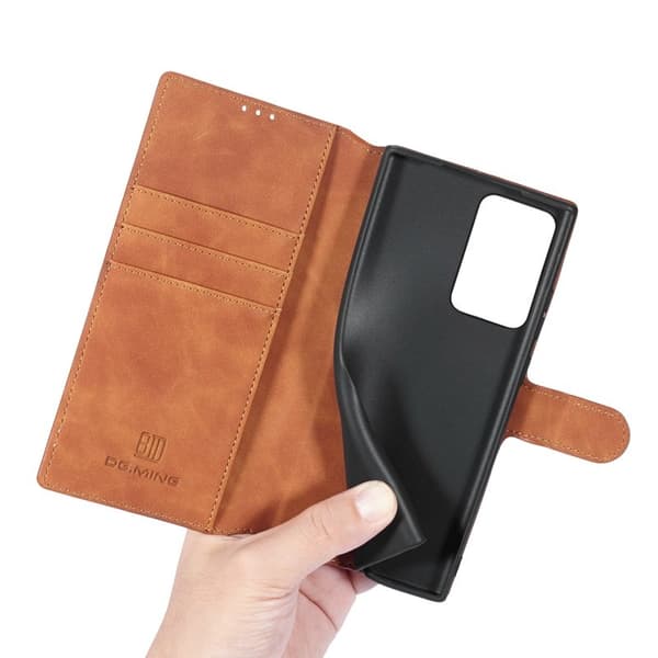 DG.MING Retro Plånboksfodral Konstläder Samsung Galaxy Note20 Ultra Brun