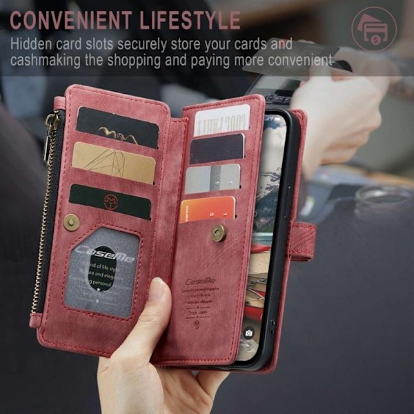 CASEME iPhone 14 Pro Plånboksfodral C30 Zipper - Röd