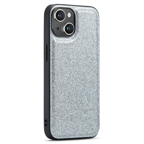 DG.MING Mobilskal till iPhone 13 Glitter PU Läder + PC + TPU Silver
