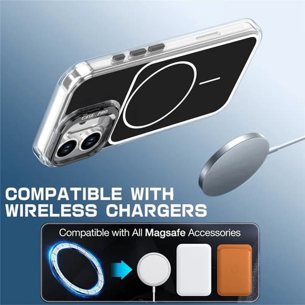 Mobilskal till iPhone 16 Plus MagSafe Lens Kickstand med Handrem Svart