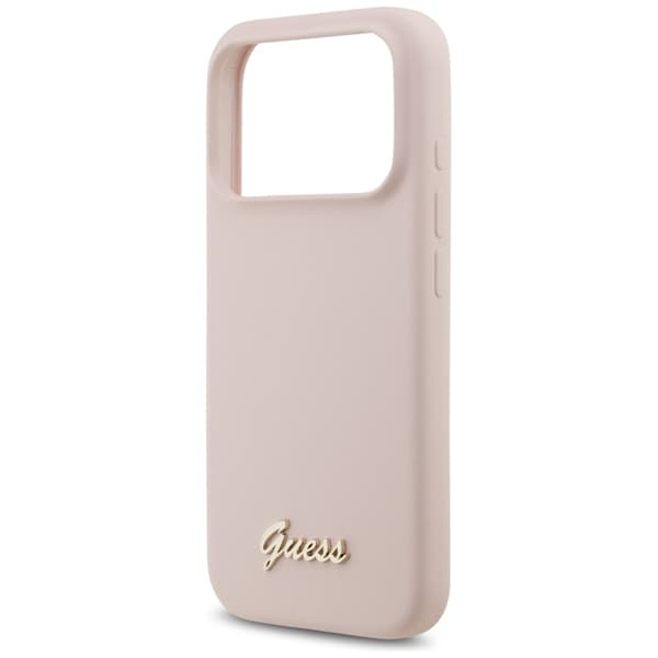 Guess Mobilskal till iPhone 17 Pro Magsafe Script Metal Logo - Rosa