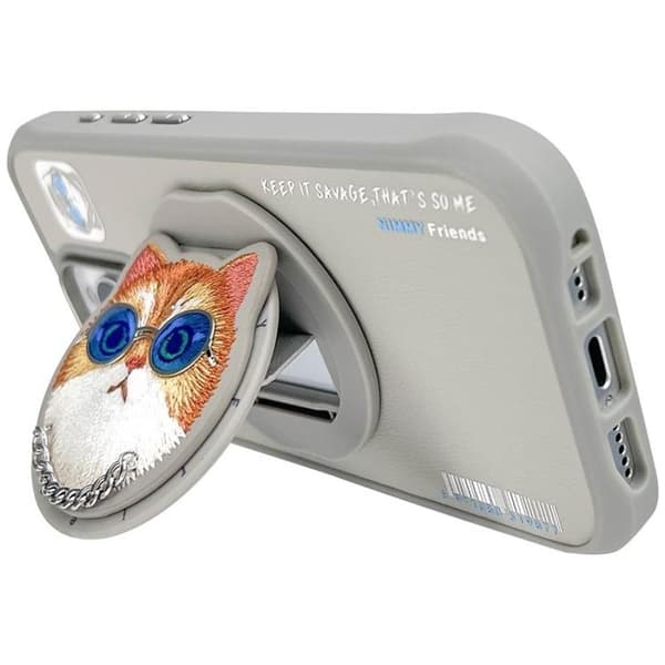 Nimmy Telefontaske til iPhone 16 Pro MagSafe Briller Cool Cat - Grå Grå