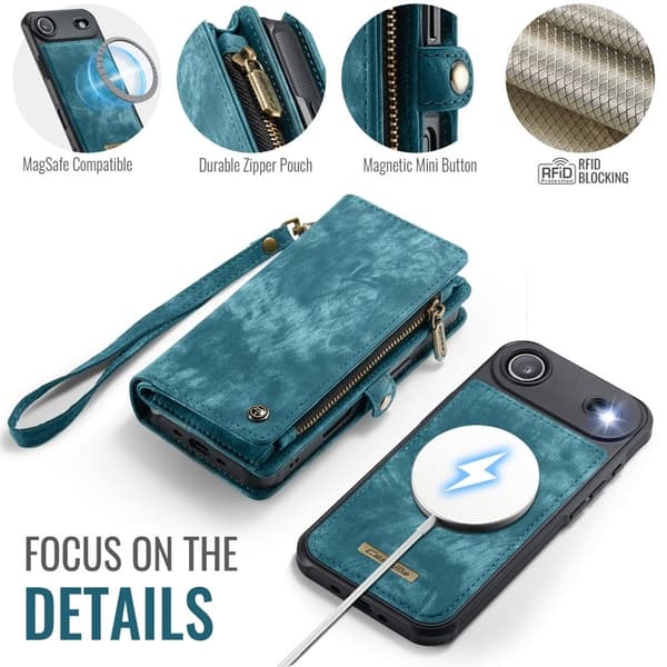 CASEME 008 iPhone Air Plånboksfodral i Konstläder med Blå