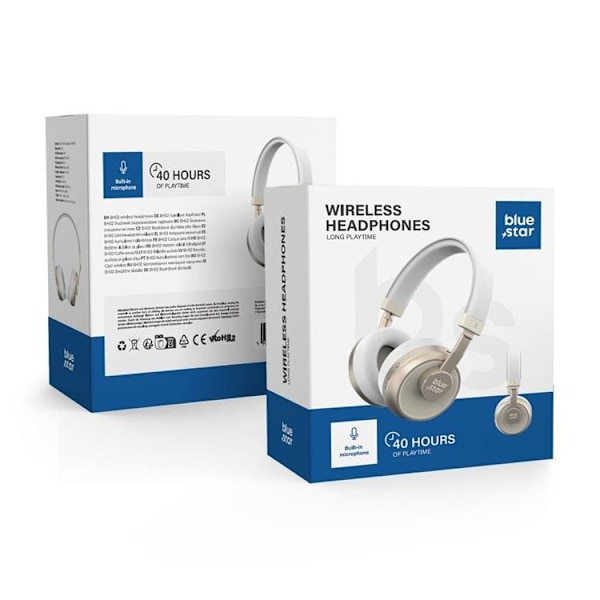 Blue Star Trådlösa Hörlurar Over-Ear Bluetooth - Vit Vit