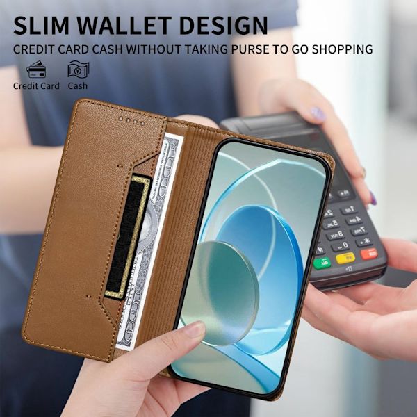 Plånboksfodral för Samsung Galaxy S26 Plus Ställfunktion Konstläder - Brun