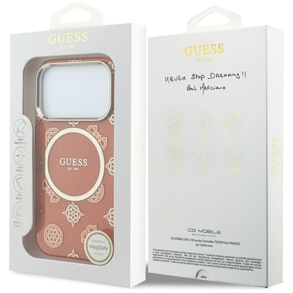 Guess Mobilskal För iPhone 17 Pro MagSafe IML Peony Dot - Orange Orange